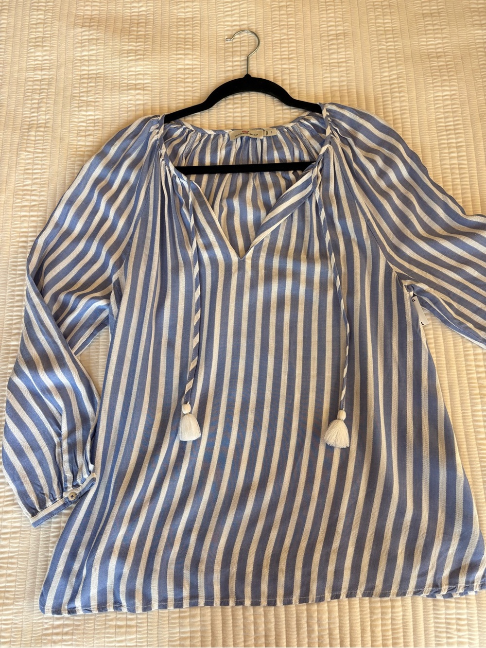 Vineyard Vines Blue and White Striped Peasant Blouse